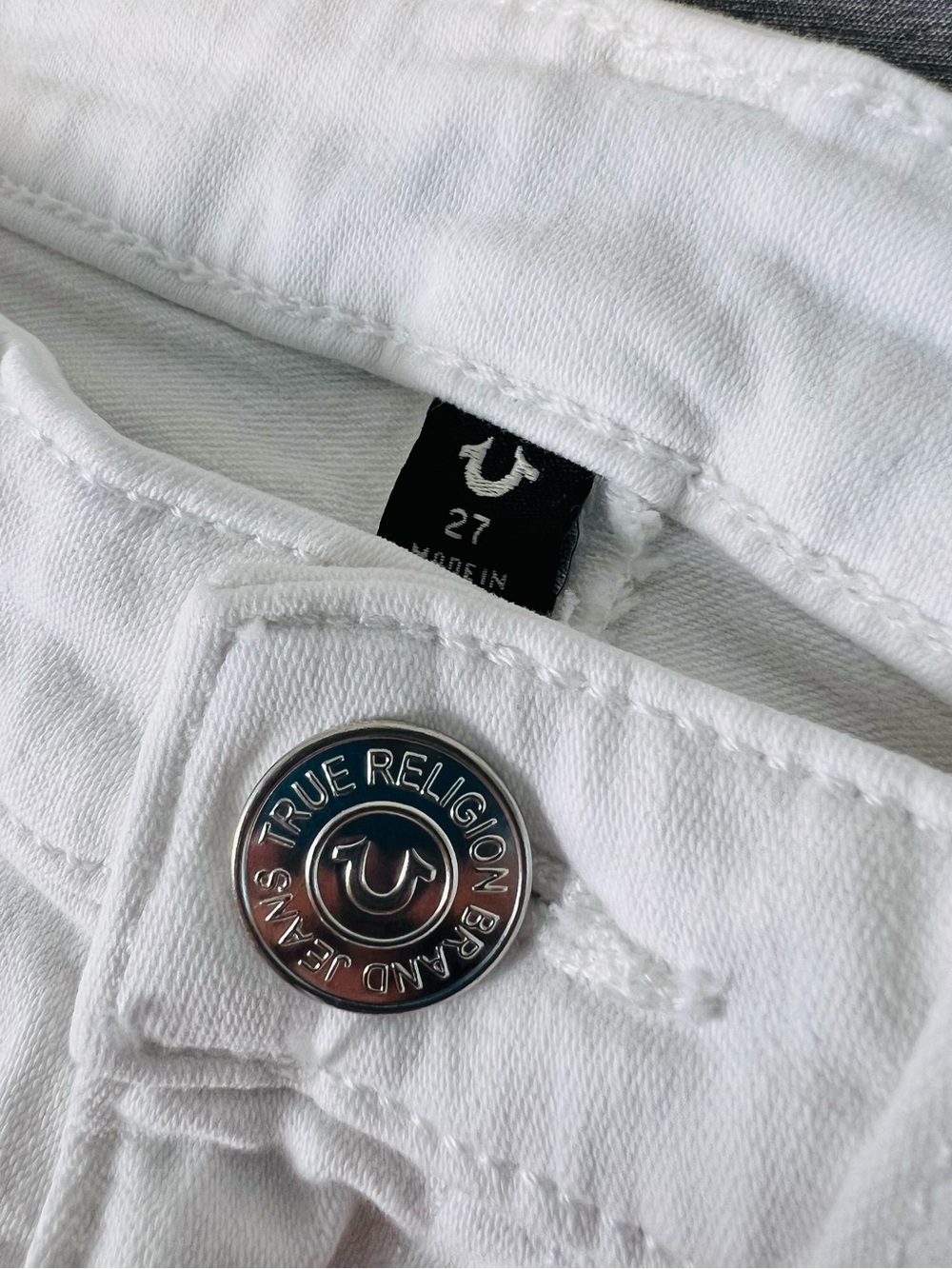 True Religion White Straight Leg Cropped Jeans - Picture 3 of 4